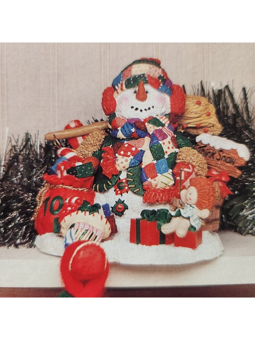 Vintage Christmas Snowman Resin Stocking Holder
